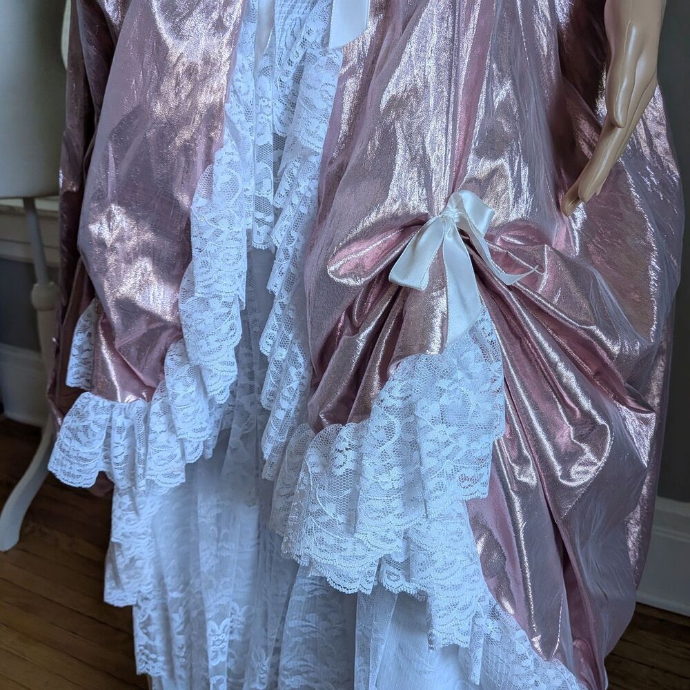 ON HOLD 80s Loralie Ballgown Southern Belle Maxi Dress Pink Strapless Saloon 8 - Picture 7 of 12